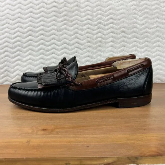 Allen Edmonds Woodstock Loafers Kiltie Braided Tassel Mens 11 B USA Slip On Blk - Picture 7 of 16